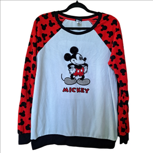 Disney Mickey Mouse Long Sleeve Pullover – Red & White – Women’s L/XL